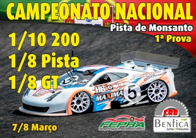1ª. Prova do Campeonato Nacional 1/10 200, 1/8 Pista e Troféu 1/8 GT.