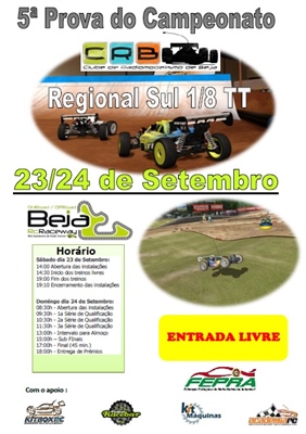 5ª Prova Campeonato Regional Sul 1:8 TT - Informações