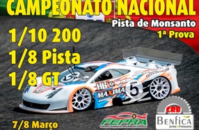 1ª. Prova do Campeonato Nacional 1/10 200, 1/8 Pista e Troféu 1/8 GT.