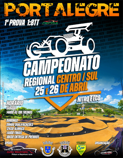 2ª Prova Campeonato Regional Centro/Sul 1/8 TT 2026 (A e B) - Elétricos & Combustão