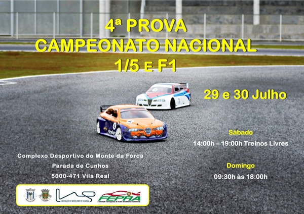 4º PROVA DO CAMPEONATO NACIONAL 1/5 e F1 - Informações